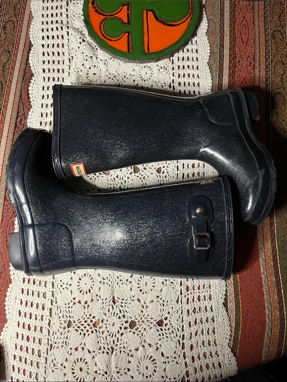 Hunter Blue Neptune  Glitter classicTall Rain Boots US 13 EU32